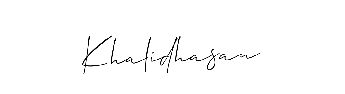 Make a short Khalidhasan signature style. Manage your documents anywhere anytime using Allison_Script. Create and add eSignatures, submit forms, share and send files easily. Khalidhasan signature style 2 images and pictures png
