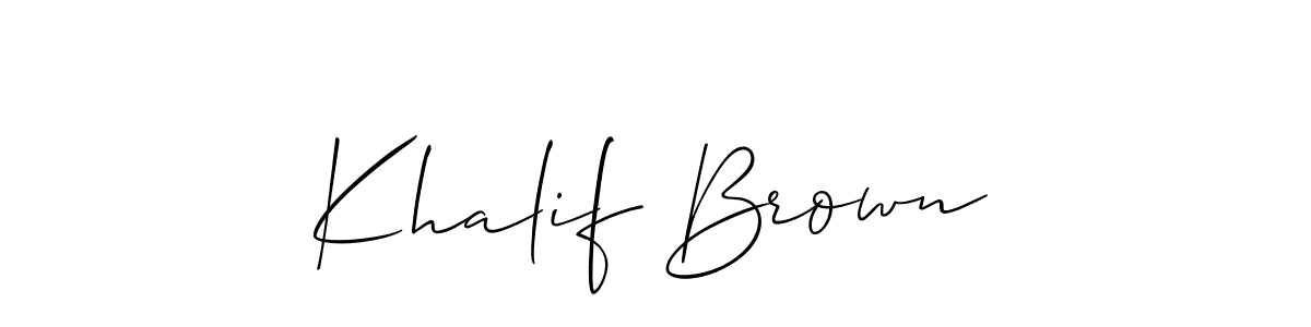 Use a signature maker to create a handwritten signature online. With this signature software, you can design (Allison_Script) your own signature for name Khalif Brown. Khalif Brown signature style 2 images and pictures png