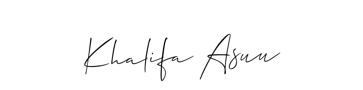 Make a beautiful signature design for name Khalifa Asuu. With this signature (Allison_Script) style, you can create a handwritten signature for free. Khalifa Asuu signature style 2 images and pictures png