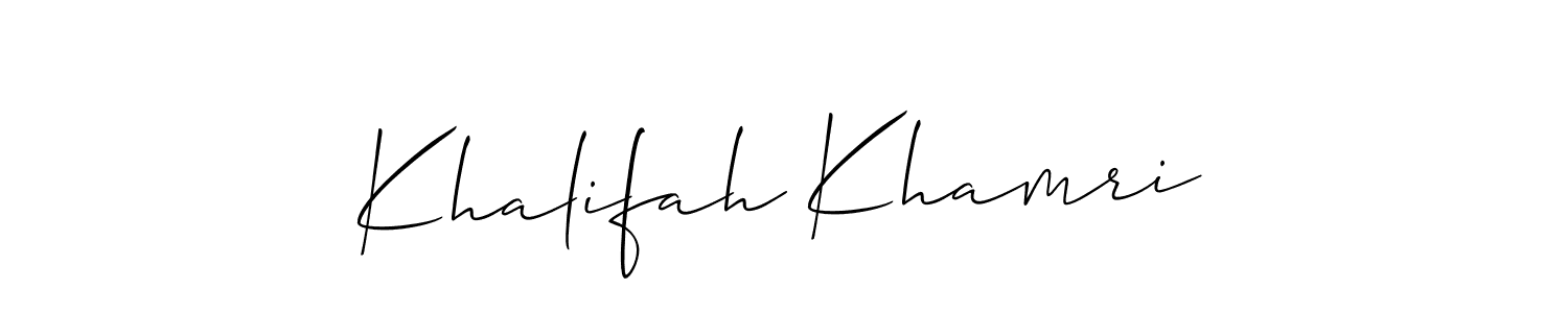 How to Draw Khalifah Khamri signature style? Allison_Script is a latest design signature styles for name Khalifah Khamri. Khalifah Khamri signature style 2 images and pictures png