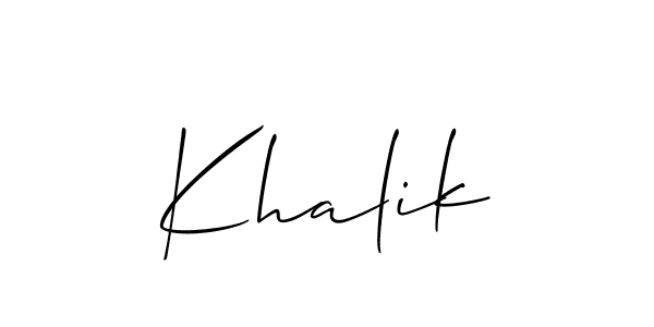 Also we have Khalik name is the best signature style. Create professional handwritten signature collection using Allison_Script autograph style. Khalik signature style 2 images and pictures png