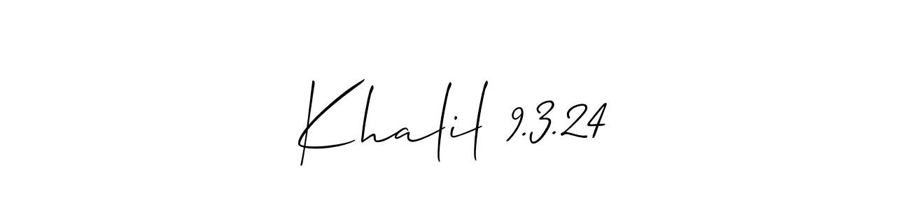 if you are searching for the best signature style for your name Khalil 9.3.24. so please give up your signature search. here we have designed multiple signature styles  using Allison_Script. Khalil 9.3.24 signature style 2 images and pictures png