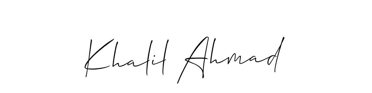 Design your own signature with our free online signature maker. With this signature software, you can create a handwritten (Allison_Script) signature for name Khalil Ahmad. Khalil Ahmad signature style 2 images and pictures png