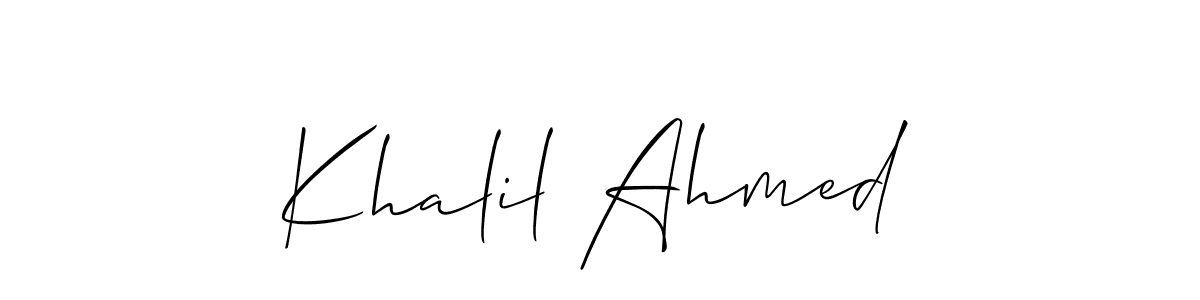 You should practise on your own different ways (Allison_Script) to write your name (Khalil Ahmed) in signature. don't let someone else do it for you. Khalil Ahmed signature style 2 images and pictures png