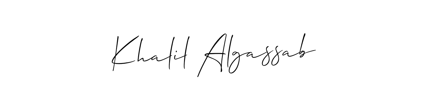 Make a beautiful signature design for name Khalil Algassab. With this signature (Allison_Script) style, you can create a handwritten signature for free. Khalil Algassab signature style 2 images and pictures png