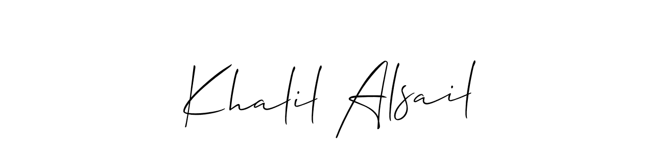 Make a beautiful signature design for name Khalil Alsail. With this signature (Allison_Script) style, you can create a handwritten signature for free. Khalil Alsail signature style 2 images and pictures png