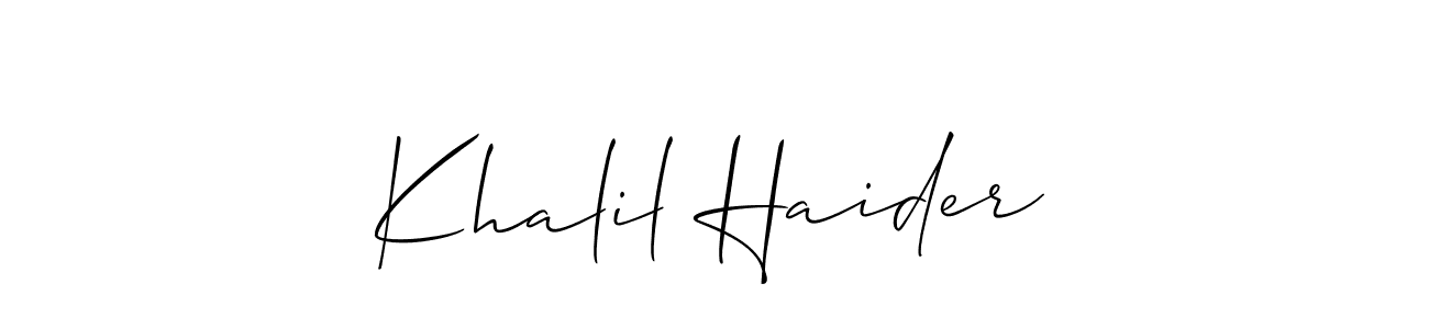 How to make Khalil Haider signature? Allison_Script is a professional autograph style. Create handwritten signature for Khalil Haider name. Khalil Haider signature style 2 images and pictures png