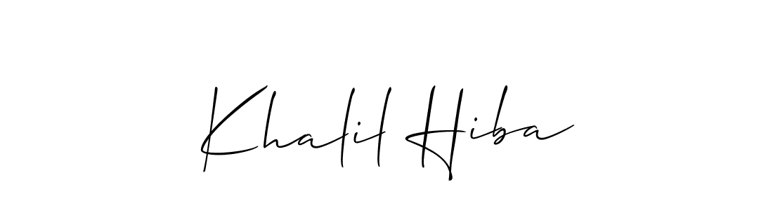 Make a beautiful signature design for name Khalil Hiba. With this signature (Allison_Script) style, you can create a handwritten signature for free. Khalil Hiba signature style 2 images and pictures png