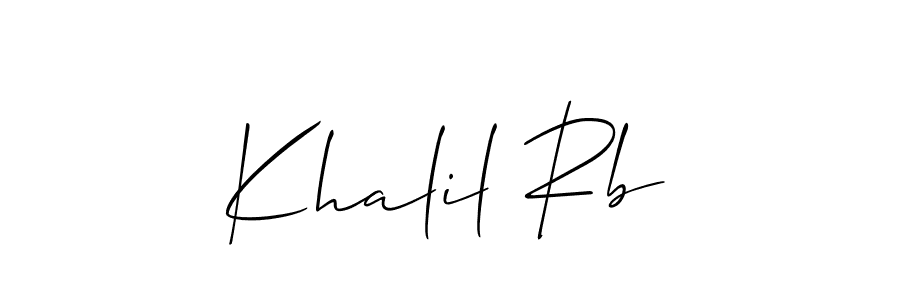 if you are searching for the best signature style for your name Khalil Rb. so please give up your signature search. here we have designed multiple signature styles  using Allison_Script. Khalil Rb signature style 2 images and pictures png