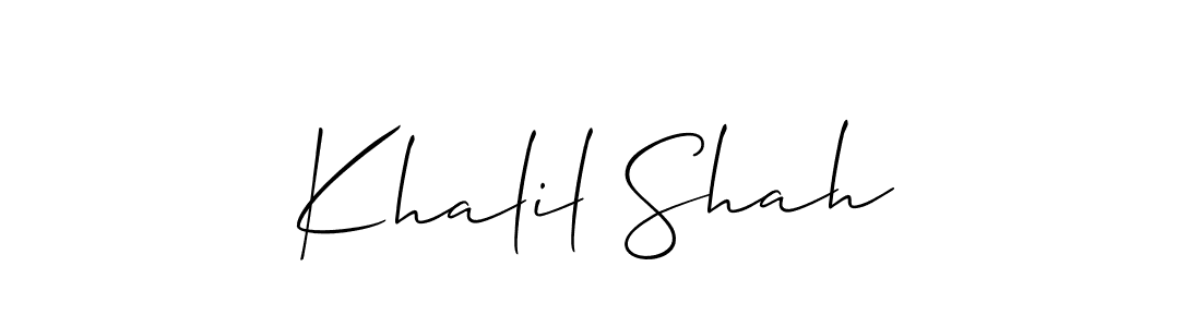 The best way (Allison_Script) to make a short signature is to pick only two or three words in your name. The name Khalil Shah include a total of six letters. For converting this name. Khalil Shah signature style 2 images and pictures png