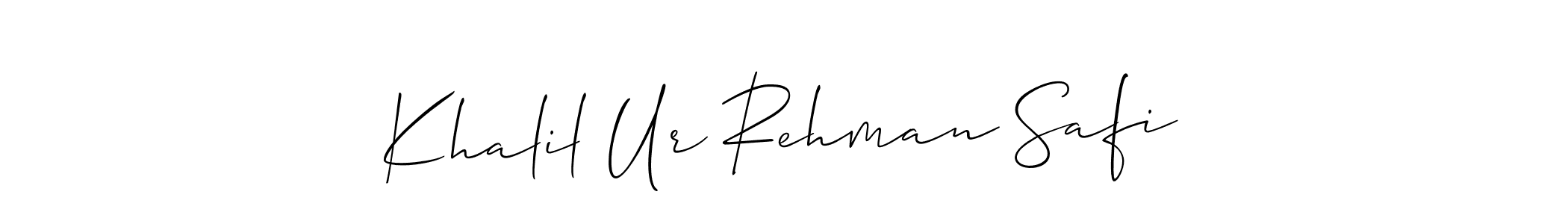 Use a signature maker to create a handwritten signature online. With this signature software, you can design (Allison_Script) your own signature for name Khalil Ur Rehman Safi. Khalil Ur Rehman Safi signature style 2 images and pictures png