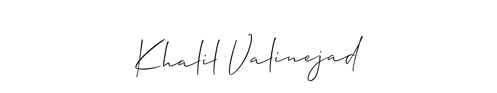 Make a beautiful signature design for name Khalil Valinejad. With this signature (Allison_Script) style, you can create a handwritten signature for free. Khalil Valinejad signature style 2 images and pictures png