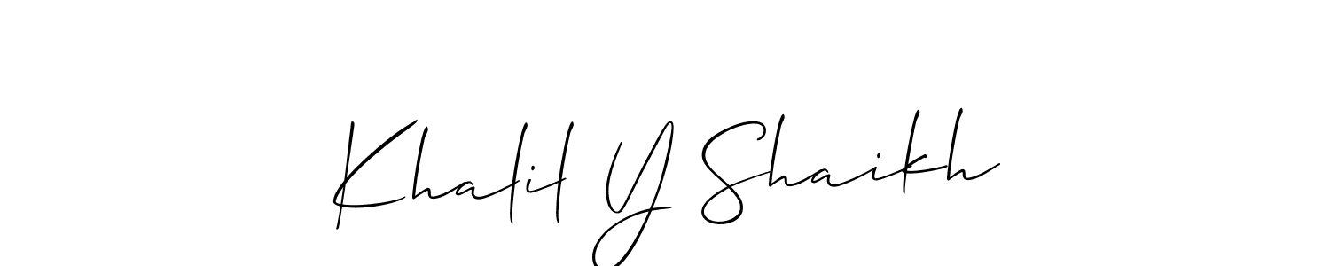 Make a beautiful signature design for name Khalil Y Shaikh. With this signature (Allison_Script) style, you can create a handwritten signature for free. Khalil Y Shaikh signature style 2 images and pictures png
