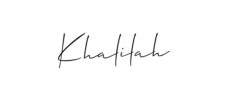 Design your own signature with our free online signature maker. With this signature software, you can create a handwritten (Allison_Script) signature for name Khalilah. Khalilah signature style 2 images and pictures png