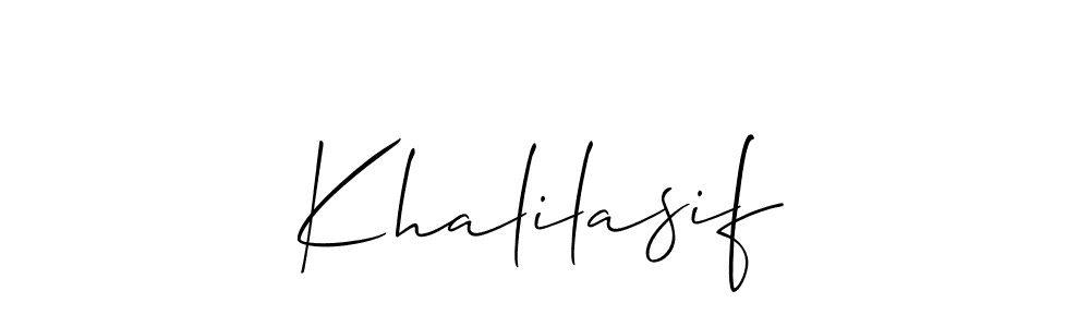 Make a short Khalilasif signature style. Manage your documents anywhere anytime using Allison_Script. Create and add eSignatures, submit forms, share and send files easily. Khalilasif signature style 2 images and pictures png