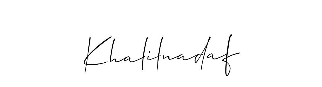 Use a signature maker to create a handwritten signature online. With this signature software, you can design (Allison_Script) your own signature for name Khalilnadaf. Khalilnadaf signature style 2 images and pictures png