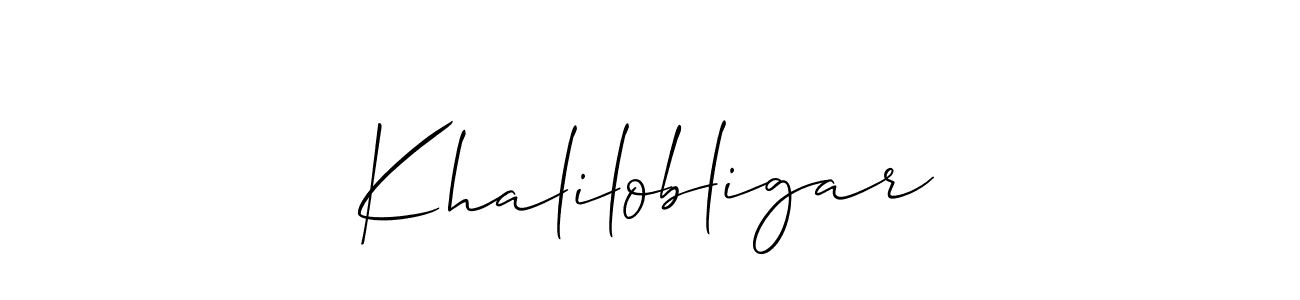 The best way (Allison_Script) to make a short signature is to pick only two or three words in your name. The name Khalilobligar include a total of six letters. For converting this name. Khalilobligar signature style 2 images and pictures png