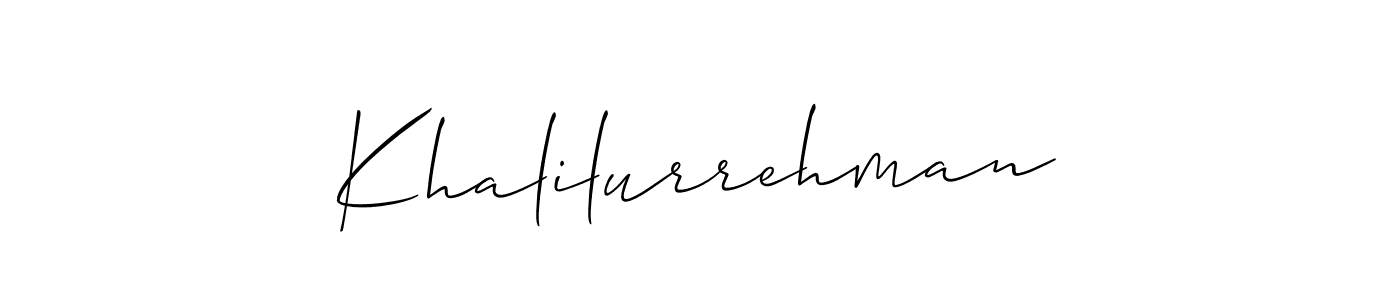 Make a short Khalilurrehman signature style. Manage your documents anywhere anytime using Allison_Script. Create and add eSignatures, submit forms, share and send files easily. Khalilurrehman signature style 2 images and pictures png