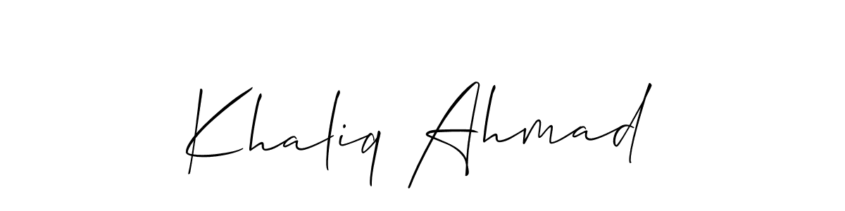 if you are searching for the best signature style for your name Khaliq Ahmad. so please give up your signature search. here we have designed multiple signature styles  using Allison_Script. Khaliq Ahmad signature style 2 images and pictures png