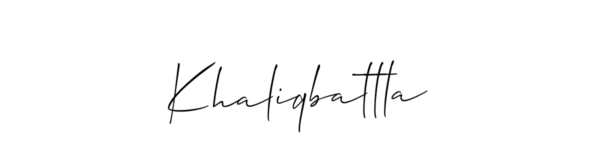 How to make Khaliqbattla name signature. Use Allison_Script style for creating short signs online. This is the latest handwritten sign. Khaliqbattla signature style 2 images and pictures png
