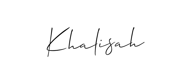 Allison_Script is a professional signature style that is perfect for those who want to add a touch of class to their signature. It is also a great choice for those who want to make their signature more unique. Get Khalisah name to fancy signature for free. Khalisah signature style 2 images and pictures png