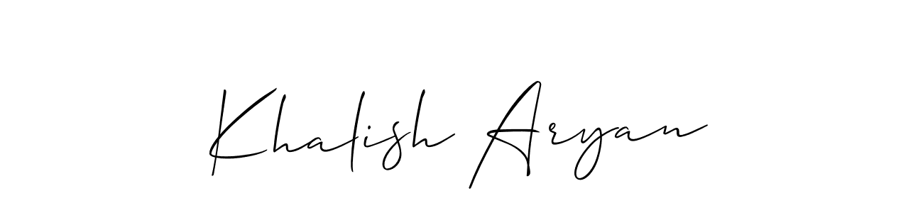 Use a signature maker to create a handwritten signature online. With this signature software, you can design (Allison_Script) your own signature for name Khalish Aryan. Khalish Aryan signature style 2 images and pictures png