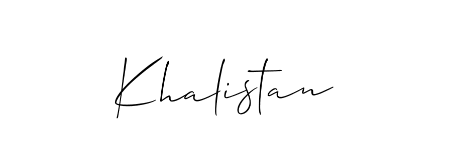 Use a signature maker to create a handwritten signature online. With this signature software, you can design (Allison_Script) your own signature for name Khalistan. Khalistan signature style 2 images and pictures png