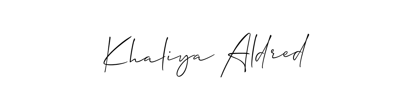 Similarly Allison_Script is the best handwritten signature design. Signature creator online .You can use it as an online autograph creator for name Khaliya Aldred. Khaliya Aldred signature style 2 images and pictures png