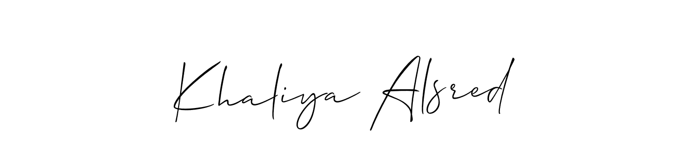 How to make Khaliya Alsred signature? Allison_Script is a professional autograph style. Create handwritten signature for Khaliya Alsred name. Khaliya Alsred signature style 2 images and pictures png