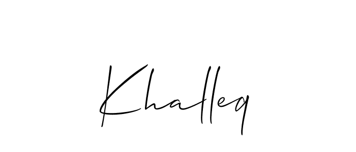 How to make Khalleq name signature. Use Allison_Script style for creating short signs online. This is the latest handwritten sign. Khalleq signature style 2 images and pictures png