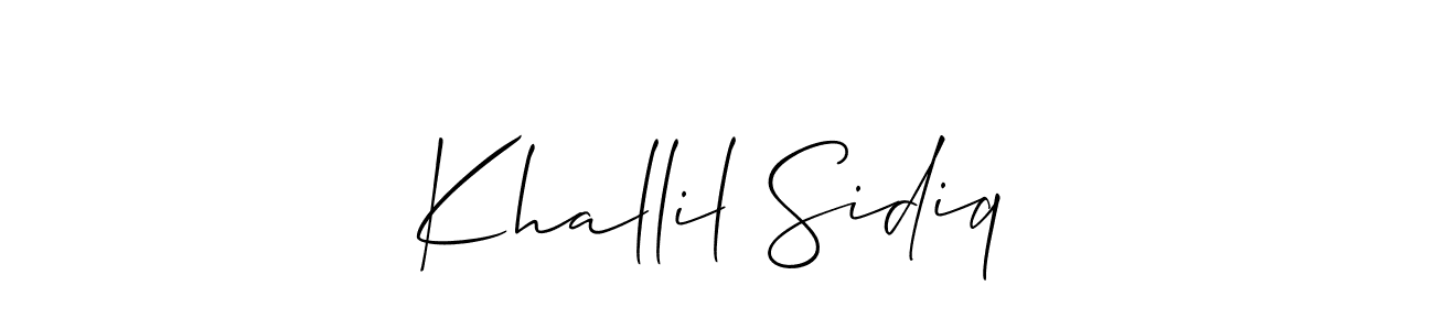 Design your own signature with our free online signature maker. With this signature software, you can create a handwritten (Allison_Script) signature for name Khallil Sidiq. Khallil Sidiq signature style 2 images and pictures png