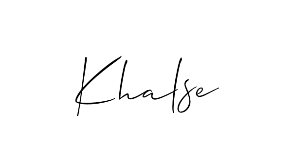 Create a beautiful signature design for name Khalse. With this signature (Allison_Script) fonts, you can make a handwritten signature for free. Khalse signature style 2 images and pictures png