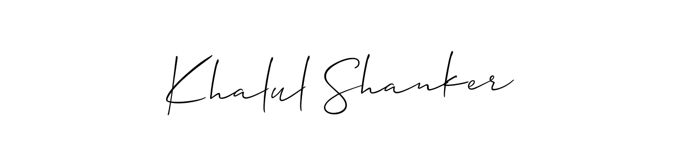 if you are searching for the best signature style for your name Khalul Shanker. so please give up your signature search. here we have designed multiple signature styles  using Allison_Script. Khalul Shanker signature style 2 images and pictures png