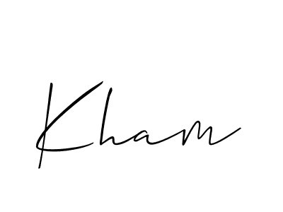 Use a signature maker to create a handwritten signature online. With this signature software, you can design (Allison_Script) your own signature for name Kham. Kham signature style 2 images and pictures png