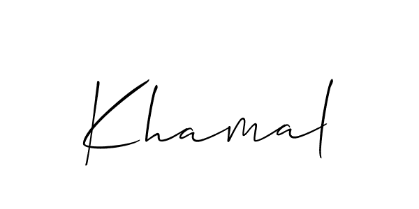 Design your own signature with our free online signature maker. With this signature software, you can create a handwritten (Allison_Script) signature for name Khamal. Khamal signature style 2 images and pictures png