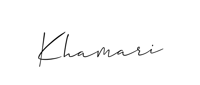 Make a beautiful signature design for name Khamari. With this signature (Allison_Script) style, you can create a handwritten signature for free. Khamari signature style 2 images and pictures png