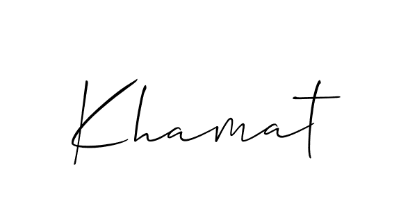 The best way (Allison_Script) to make a short signature is to pick only two or three words in your name. The name Khamat include a total of six letters. For converting this name. Khamat signature style 2 images and pictures png