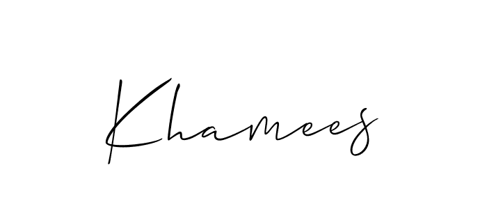 Make a short Khamees signature style. Manage your documents anywhere anytime using Allison_Script. Create and add eSignatures, submit forms, share and send files easily. Khamees signature style 2 images and pictures png