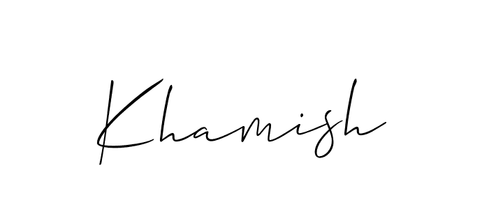 Use a signature maker to create a handwritten signature online. With this signature software, you can design (Allison_Script) your own signature for name Khamish. Khamish signature style 2 images and pictures png