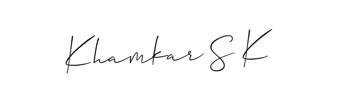 It looks lik you need a new signature style for name Khamkar S K. Design unique handwritten (Allison_Script) signature with our free signature maker in just a few clicks. Khamkar S K signature style 2 images and pictures png
