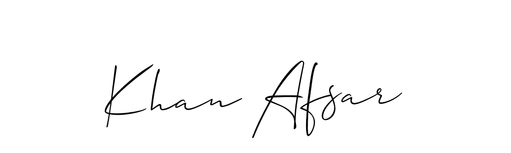 Allison_Script is a professional signature style that is perfect for those who want to add a touch of class to their signature. It is also a great choice for those who want to make their signature more unique. Get Khan Afsar name to fancy signature for free. Khan Afsar signature style 2 images and pictures png