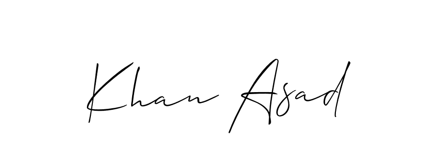 Use a signature maker to create a handwritten signature online. With this signature software, you can design (Allison_Script) your own signature for name Khan Asad. Khan Asad signature style 2 images and pictures png