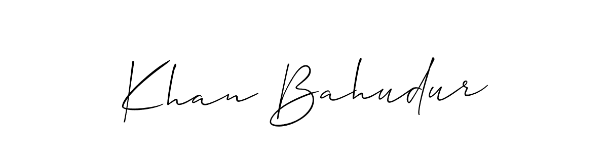 Use a signature maker to create a handwritten signature online. With this signature software, you can design (Allison_Script) your own signature for name Khan Bahudur. Khan Bahudur signature style 2 images and pictures png