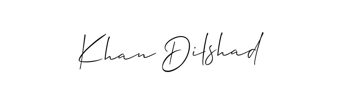 How to Draw Khan Dilshad signature style? Allison_Script is a latest design signature styles for name Khan Dilshad. Khan Dilshad signature style 2 images and pictures png