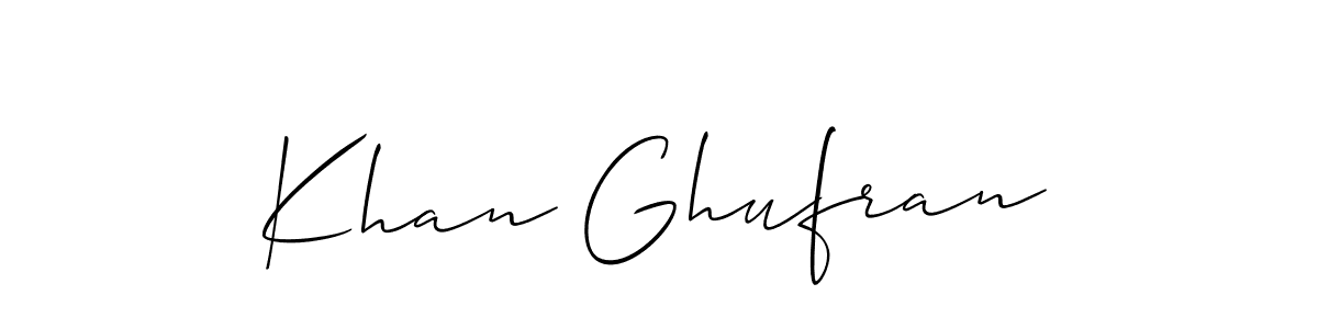 Allison_Script is a professional signature style that is perfect for those who want to add a touch of class to their signature. It is also a great choice for those who want to make their signature more unique. Get Khan Ghufran name to fancy signature for free. Khan Ghufran signature style 2 images and pictures png