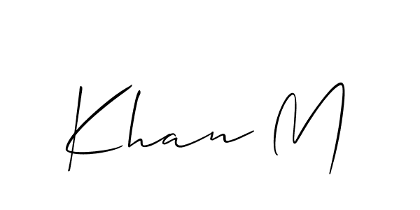 Use a signature maker to create a handwritten signature online. With this signature software, you can design (Allison_Script) your own signature for name Khan M. Khan M signature style 2 images and pictures png