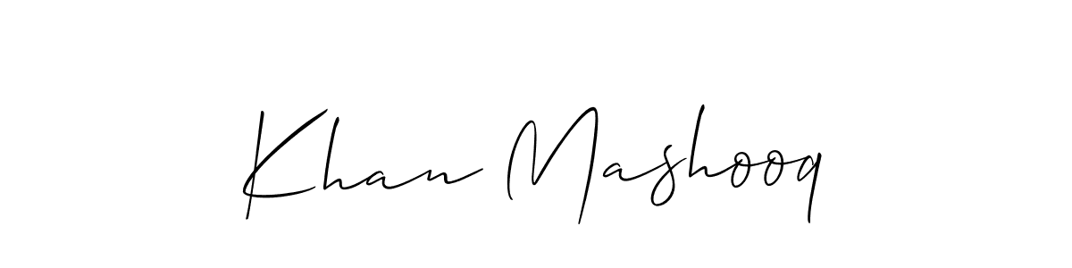 Use a signature maker to create a handwritten signature online. With this signature software, you can design (Allison_Script) your own signature for name Khan Mashooq. Khan Mashooq signature style 2 images and pictures png