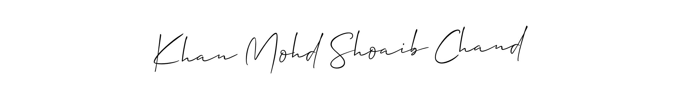 Make a short Khan Mohd Shoaib Chand signature style. Manage your documents anywhere anytime using Allison_Script. Create and add eSignatures, submit forms, share and send files easily. Khan Mohd Shoaib Chand signature style 2 images and pictures png