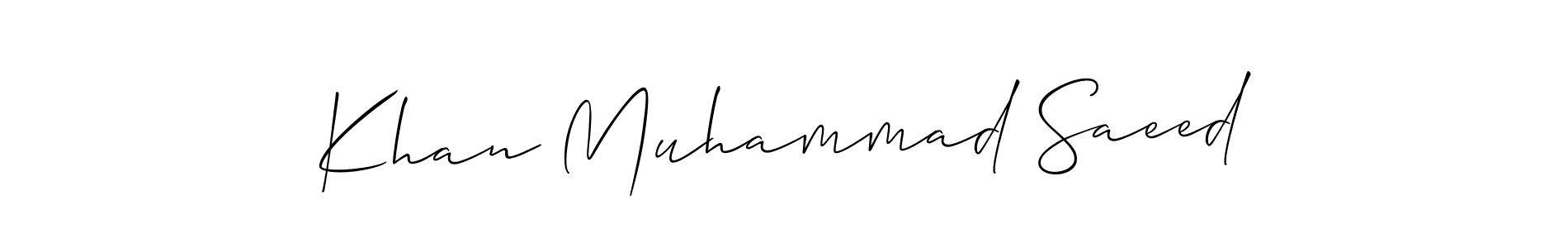 Allison_Script is a professional signature style that is perfect for those who want to add a touch of class to their signature. It is also a great choice for those who want to make their signature more unique. Get Khan Muhammad Saeed name to fancy signature for free. Khan Muhammad Saeed signature style 2 images and pictures png