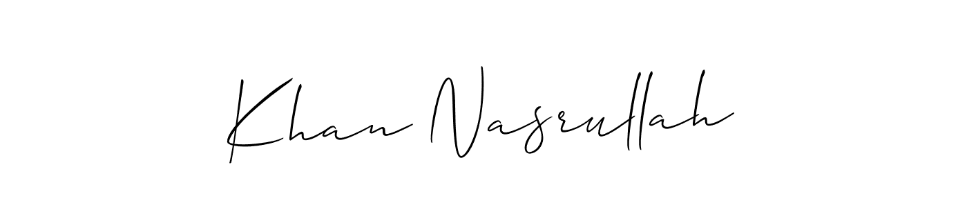 Make a beautiful signature design for name Khan Nasrullah. With this signature (Allison_Script) style, you can create a handwritten signature for free. Khan Nasrullah signature style 2 images and pictures png